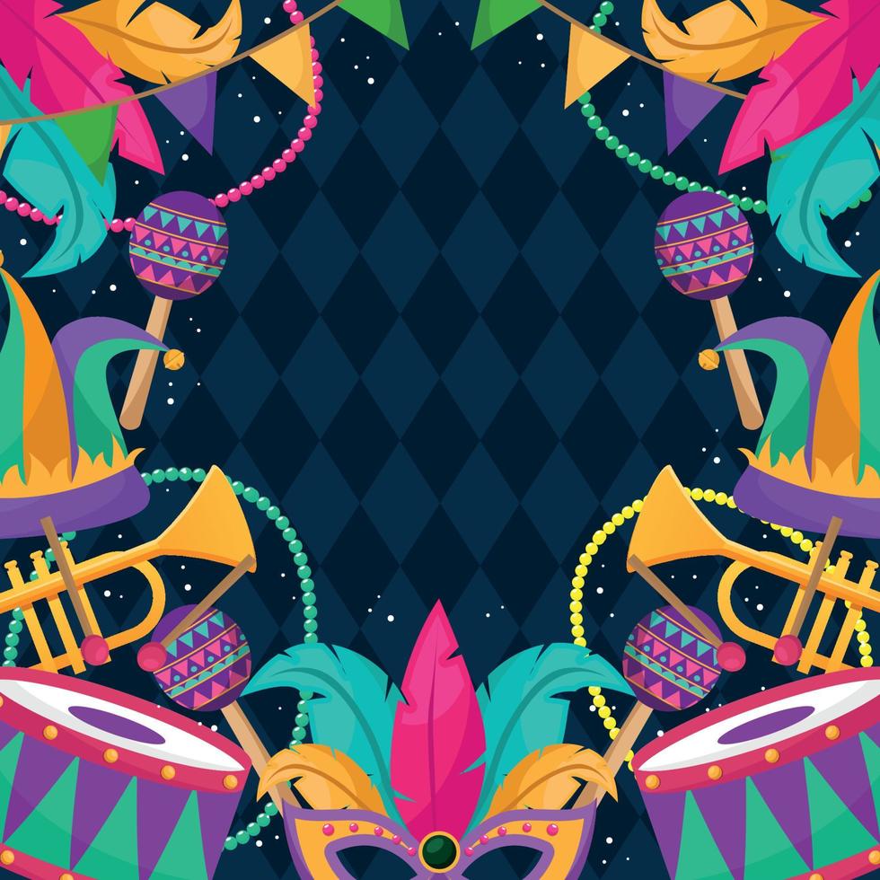 fondo colorido del festival mardi gras con estilo de diseño plano vector