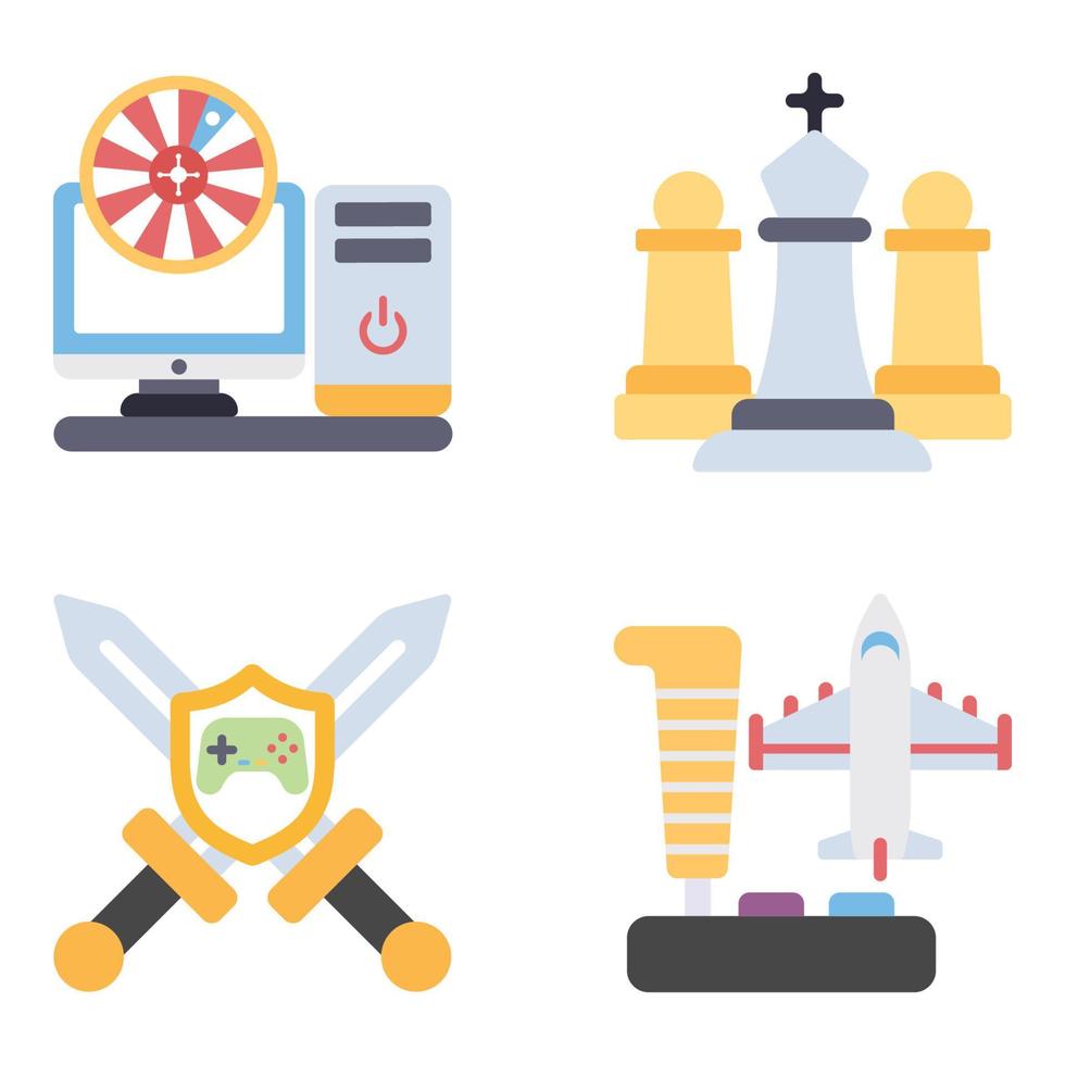 Games Flat icons sets vector