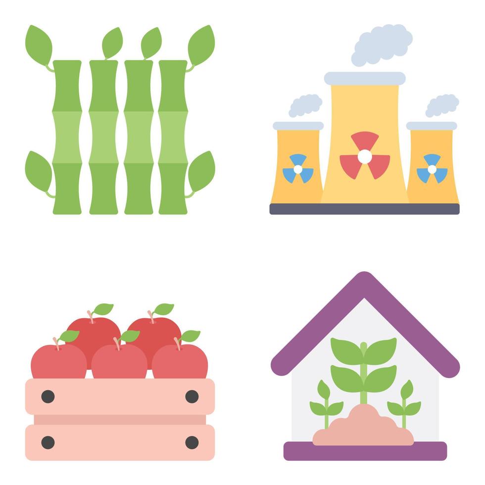 Nature Flat Icons Set vector