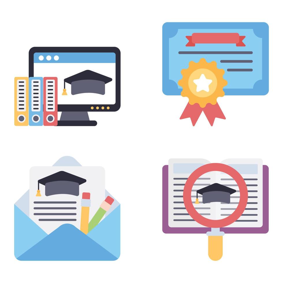 Online Learning Flat icons vector