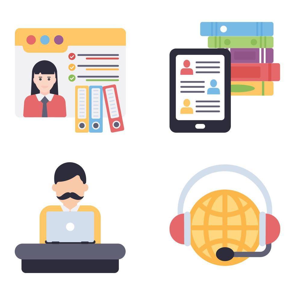 Online Learning Flat icons vector