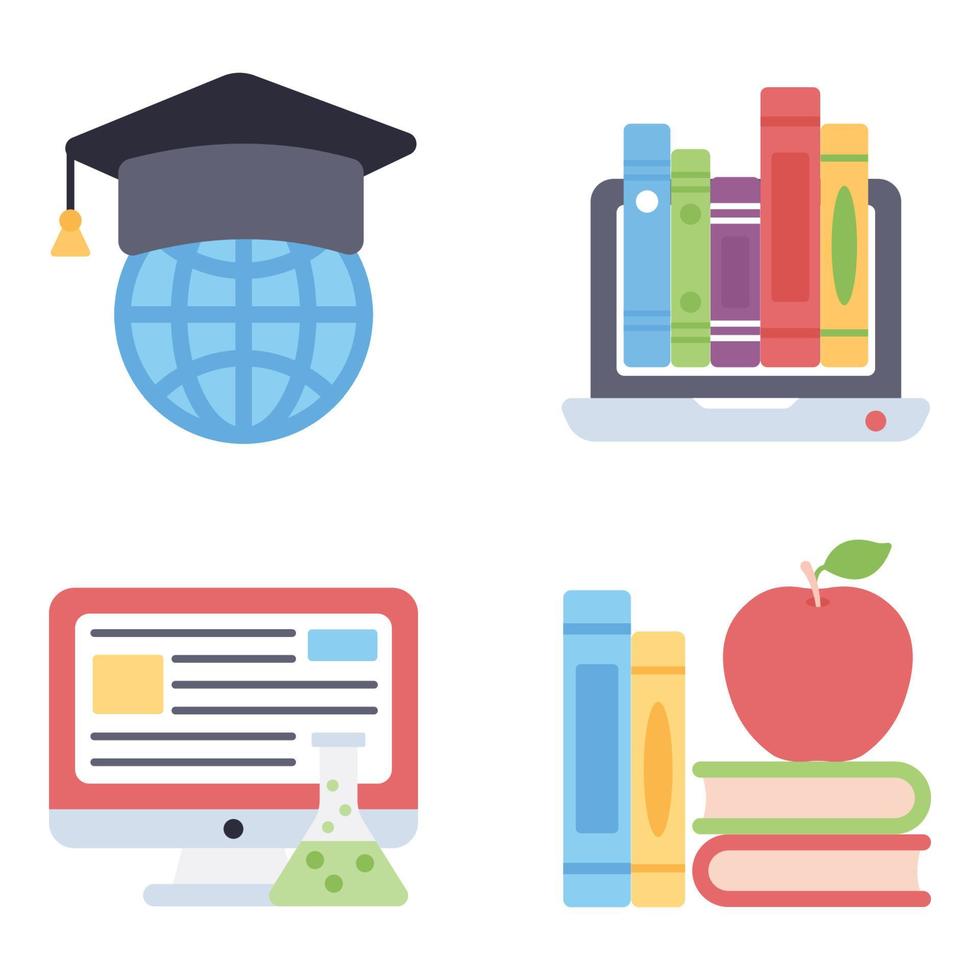 Online Learning Flat icons vector