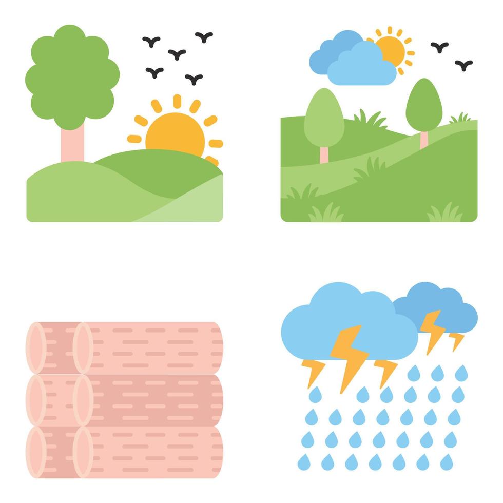 conjunto de iconos planos de naturaleza vector