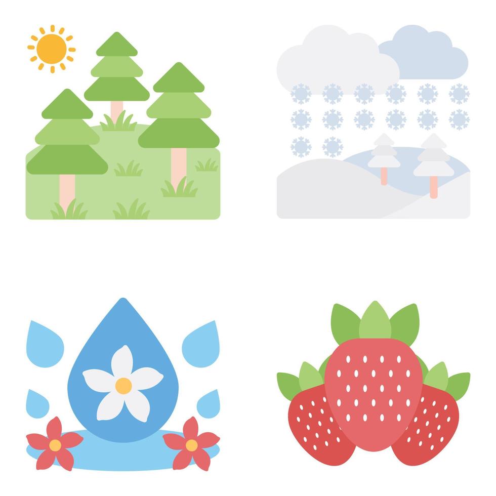 conjunto de iconos planos de naturaleza vector