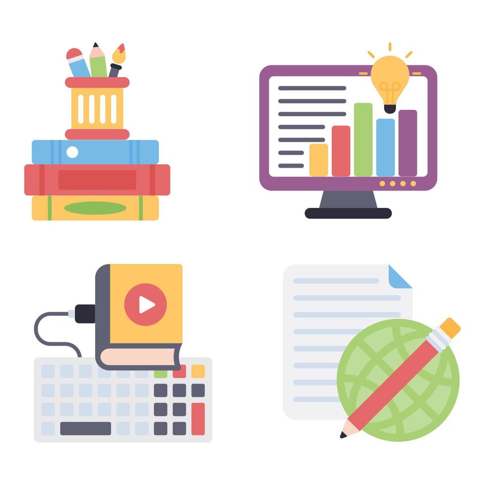 Online Learning Flat icons vector