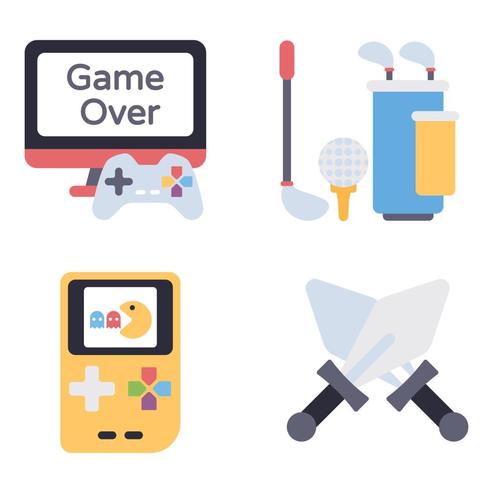 Games Flat icons sets vector