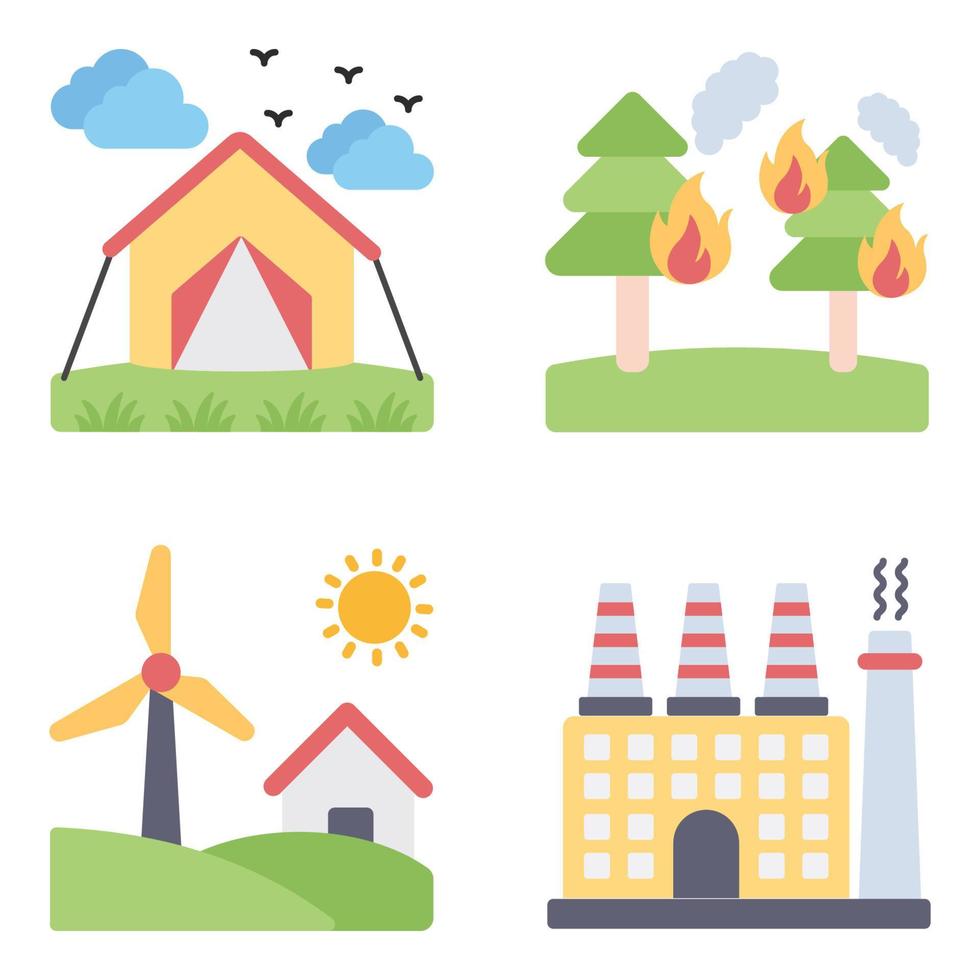 Nature Flat Icons Set vector