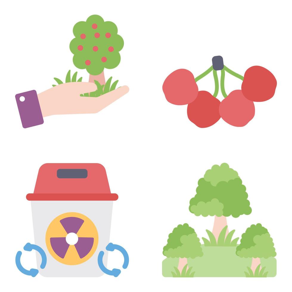 conjunto de iconos planos de naturaleza vector