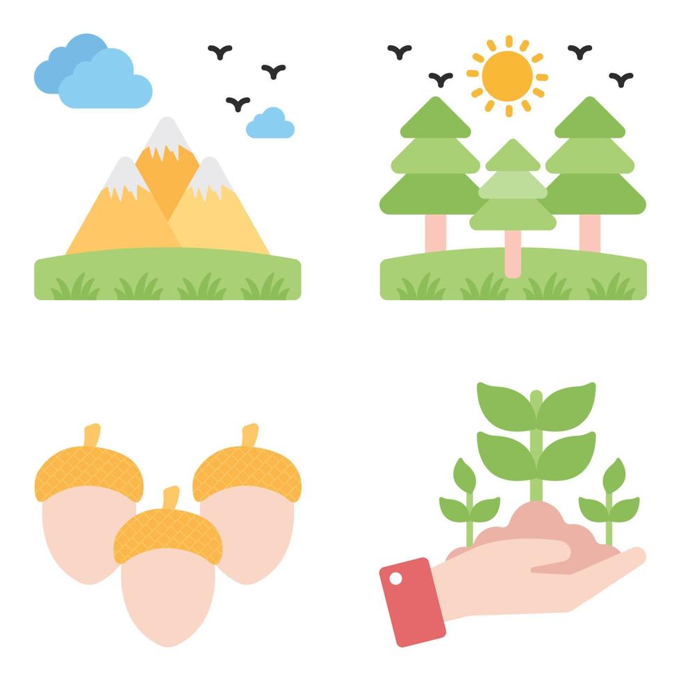 Nature Flat Icons Set vector