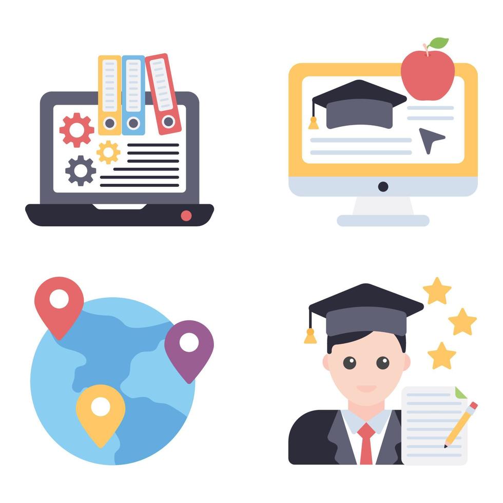 Online Learning Flat icons vector
