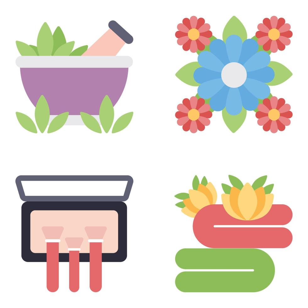 Spa and Beauty Flat Icons vector