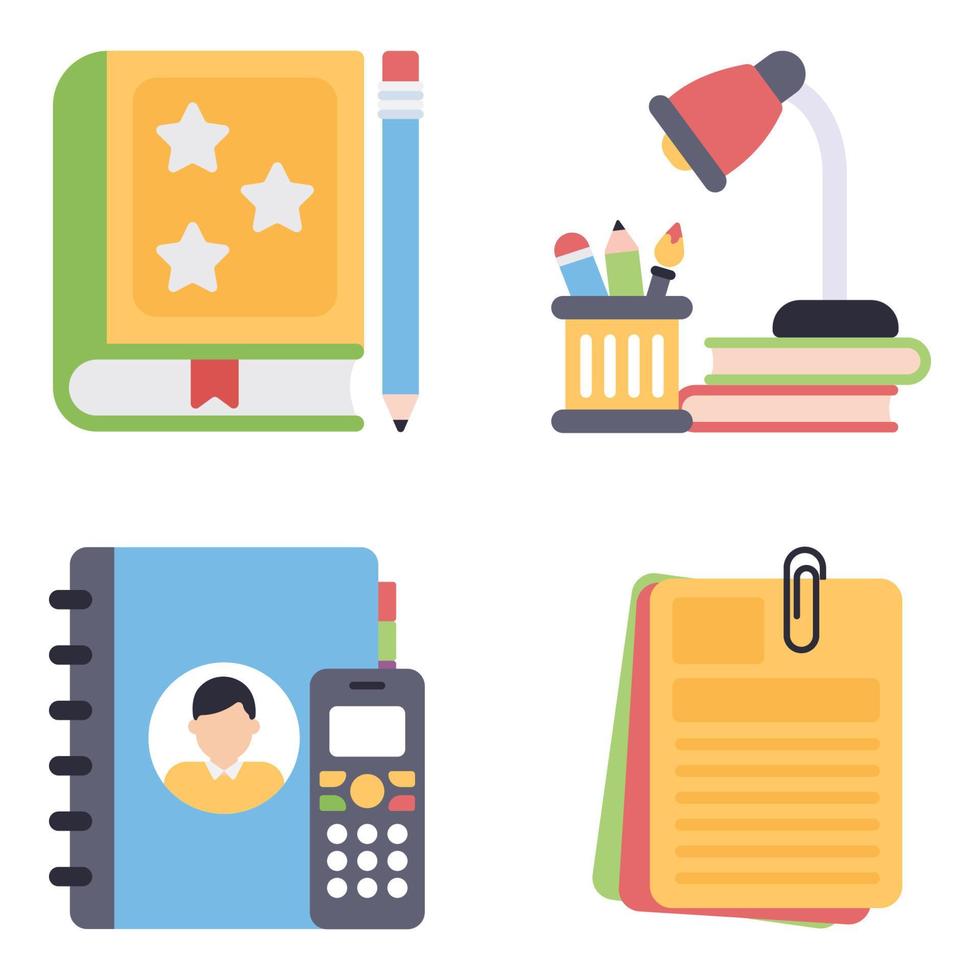 Stationary Flat icons vector