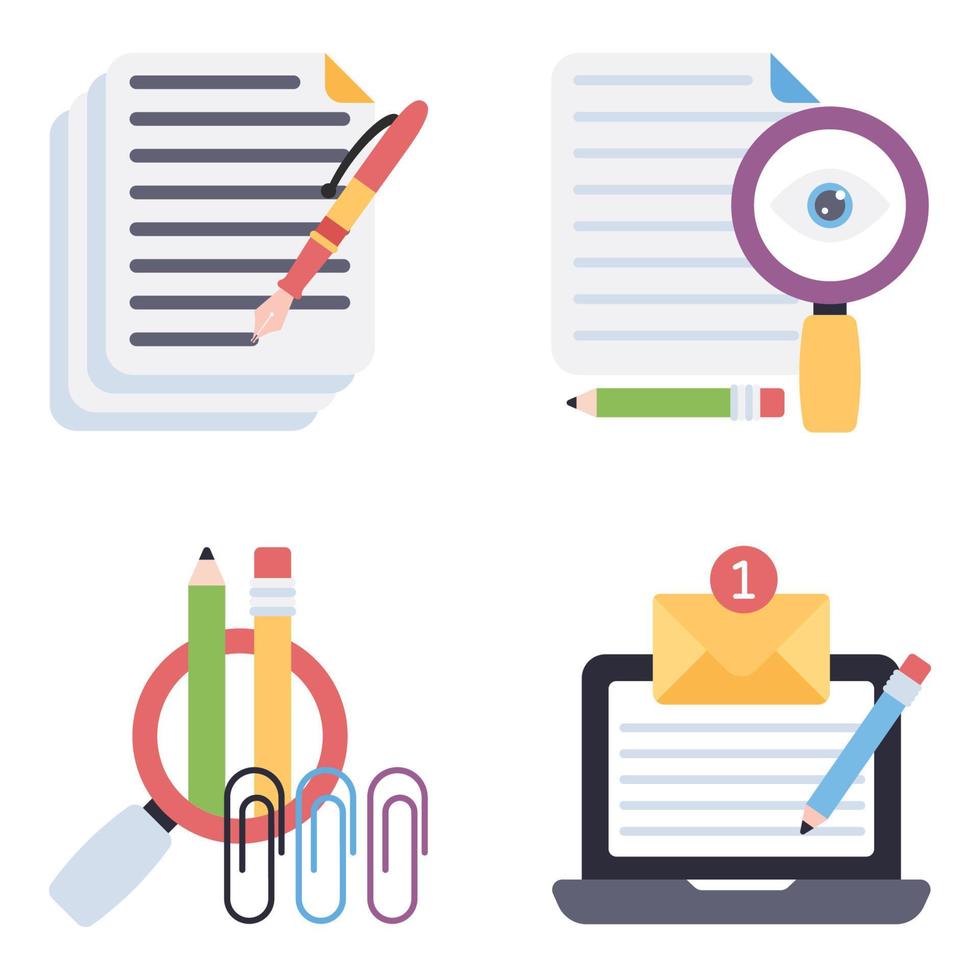 Stationary Flat icons vector