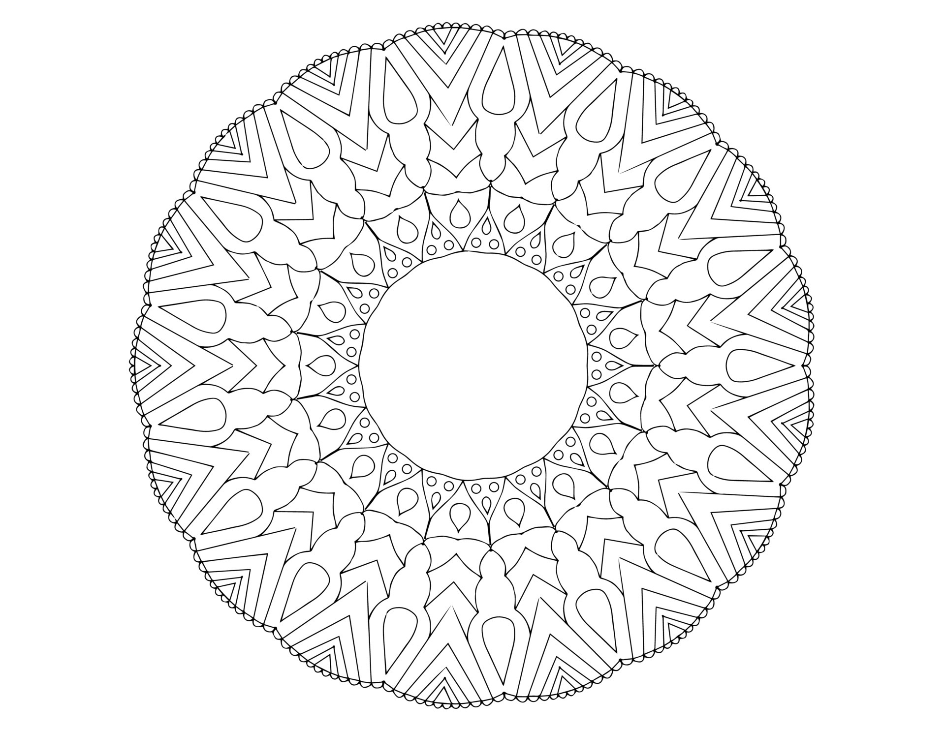 Mandala Art Black and white, Coloring page, decoration, 5149858 Vector