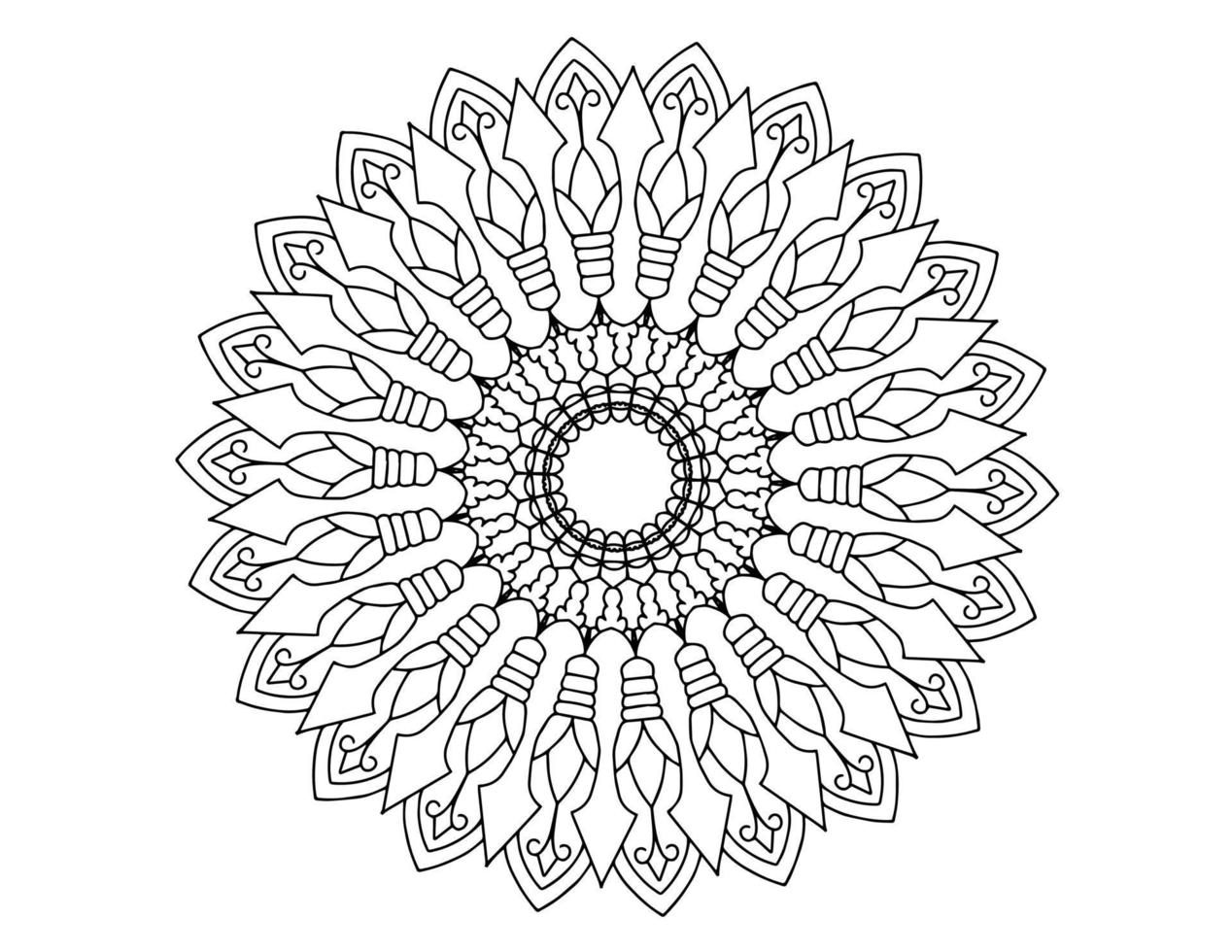 mandala arte blanco y negro, página para colorear, decoración, vector