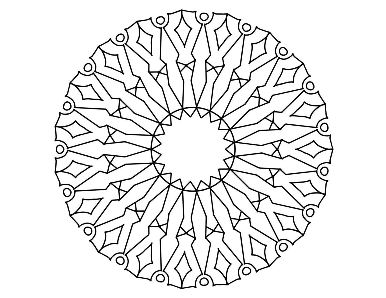 mandala arte blanco y negro, página para colorear, decoración, vector