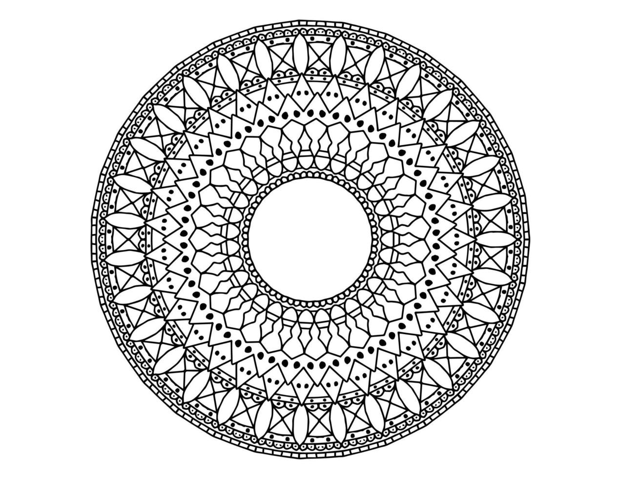 mandala arte blanco y negro, página para colorear, decoración, vector