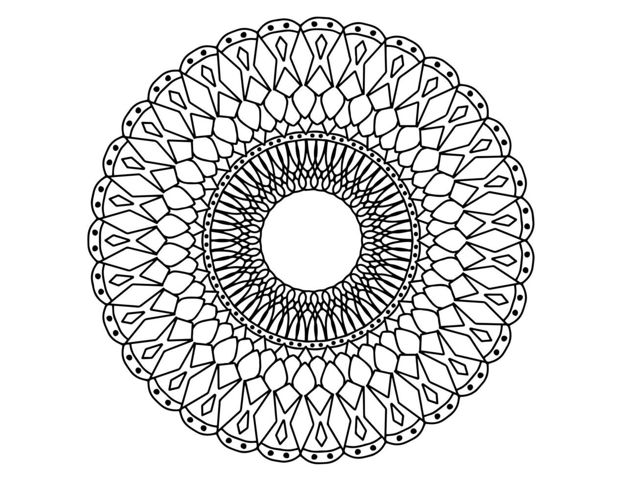 mandala arte blanco y negro, página para colorear, decoración, vector