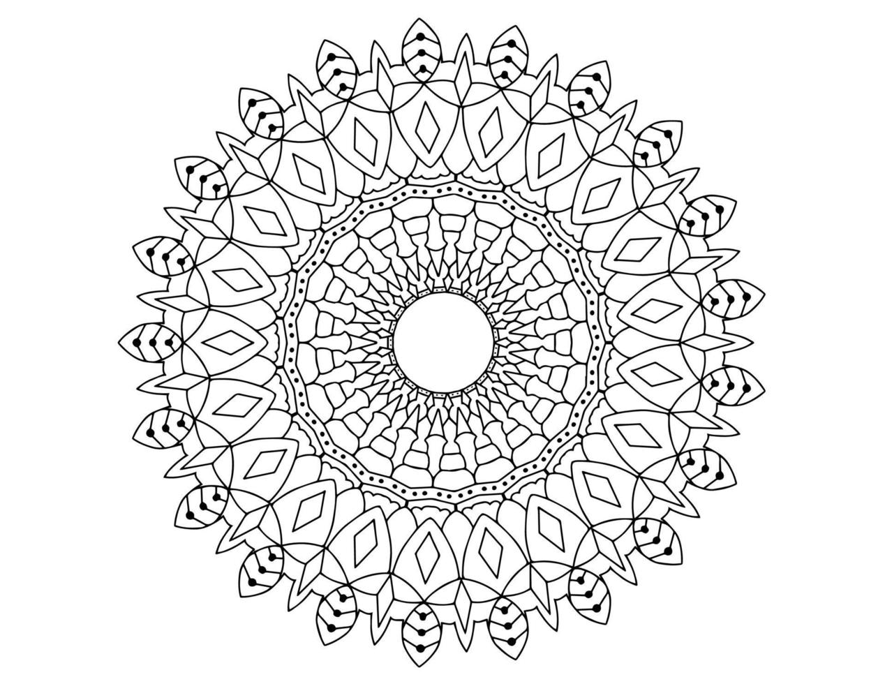 mandala arte blanco y negro, página para colorear, decoración, vector