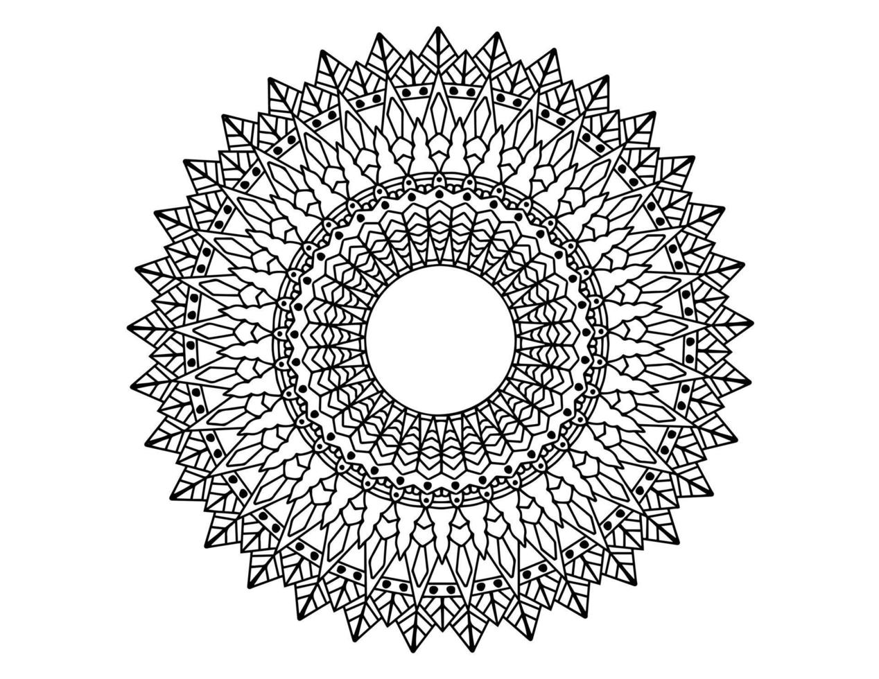 mandala arte blanco y negro, página para colorear, decoración, vector