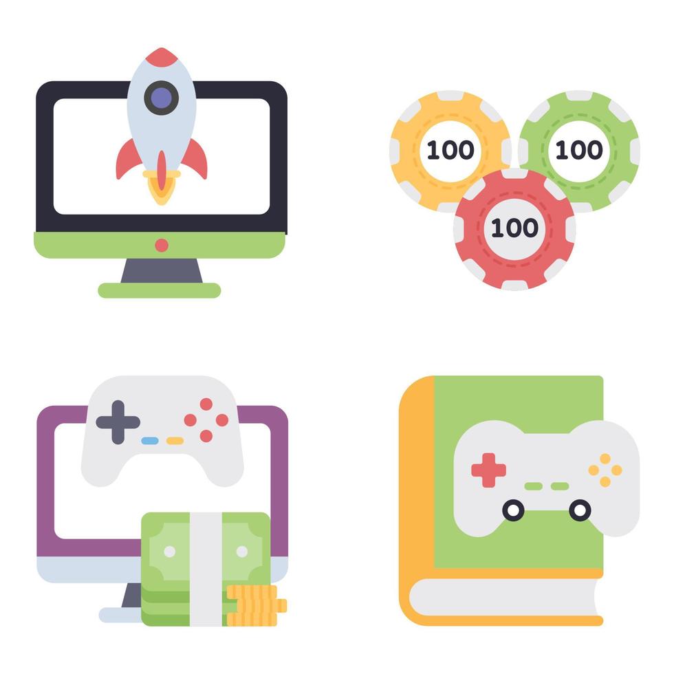 Games Flat icons sets vector