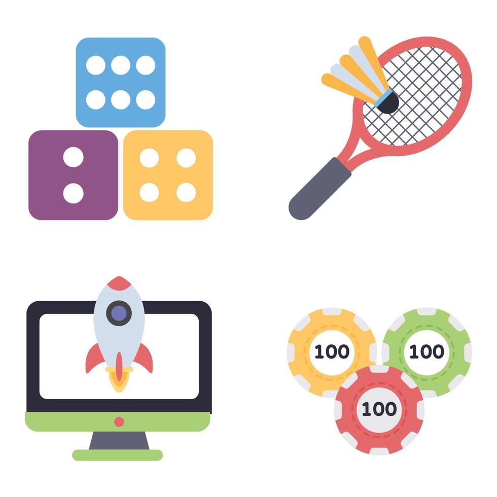 Games Flat icons sets vector