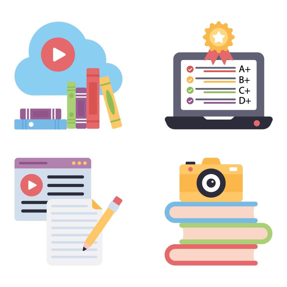 Online Learning Flat icons vector