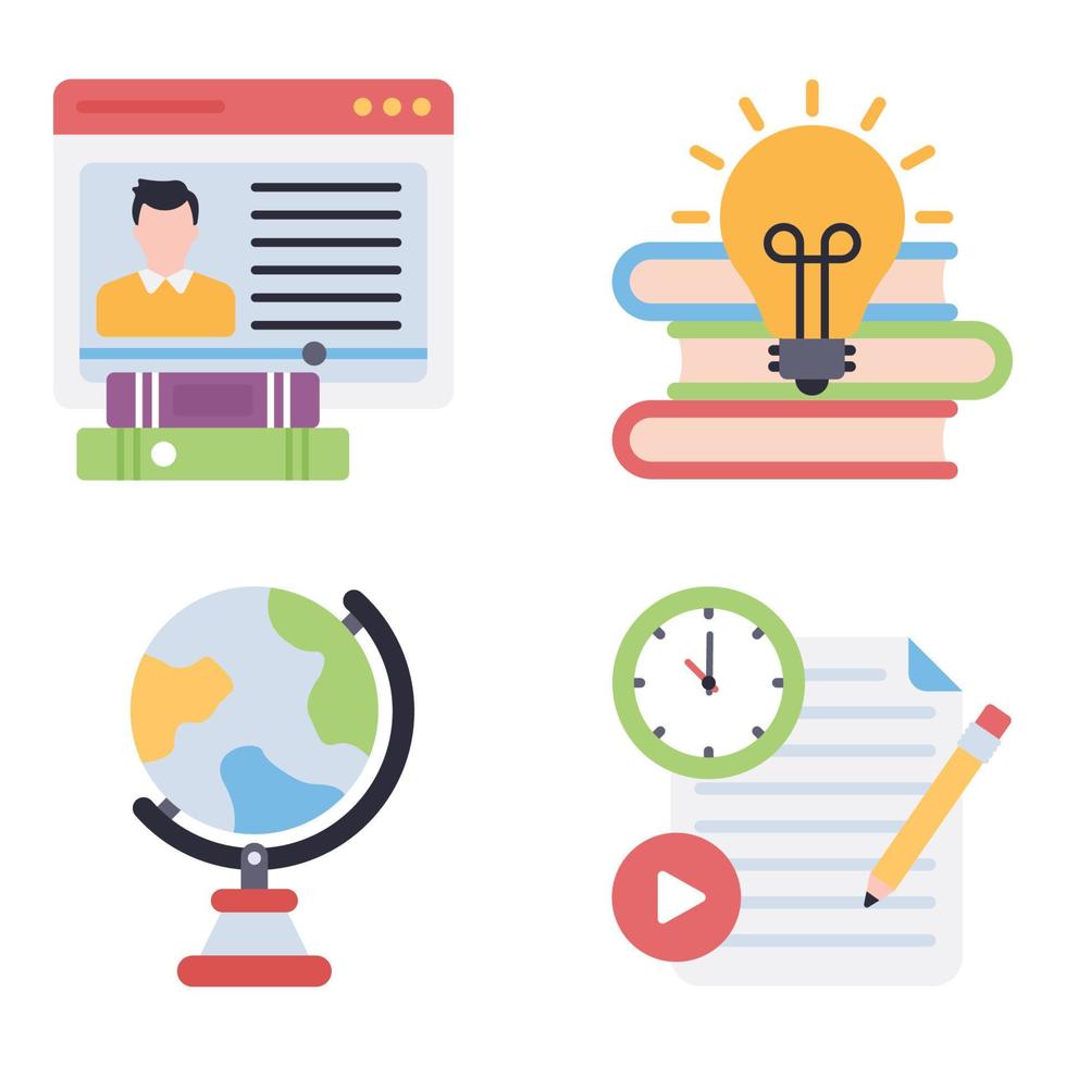 Online Learning Flat icons vector