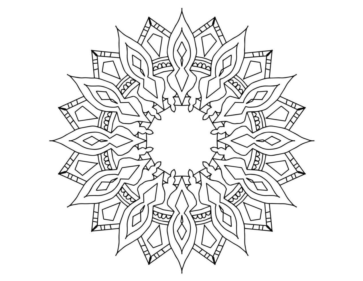 mandala arte blanco y negro, página para colorear, decoración, vector