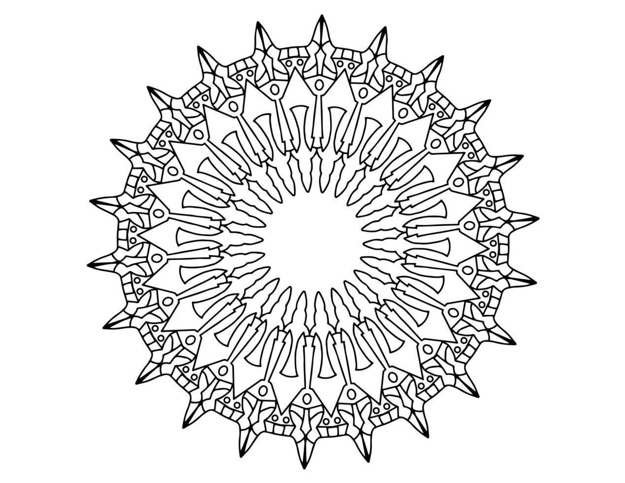 mandala arte blanco y negro, página para colorear, decoración, vector