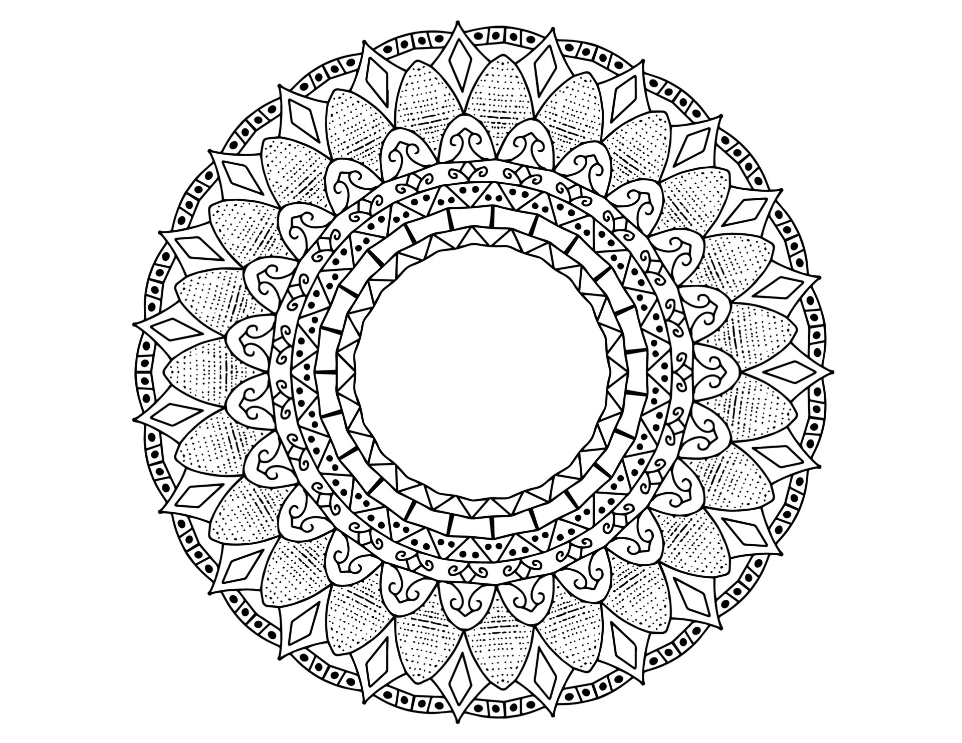 Mandala Art Black and white, Coloring page, decoration, 5150086 Vector