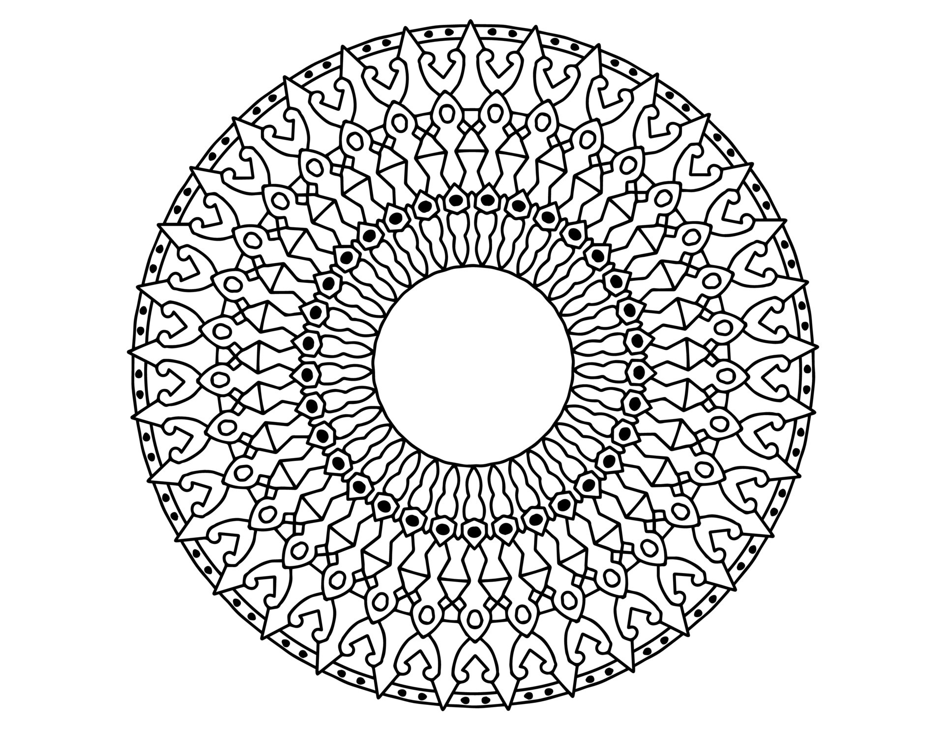 Mandala Art Black and white, Coloring page, decoration, 5150105 Vector