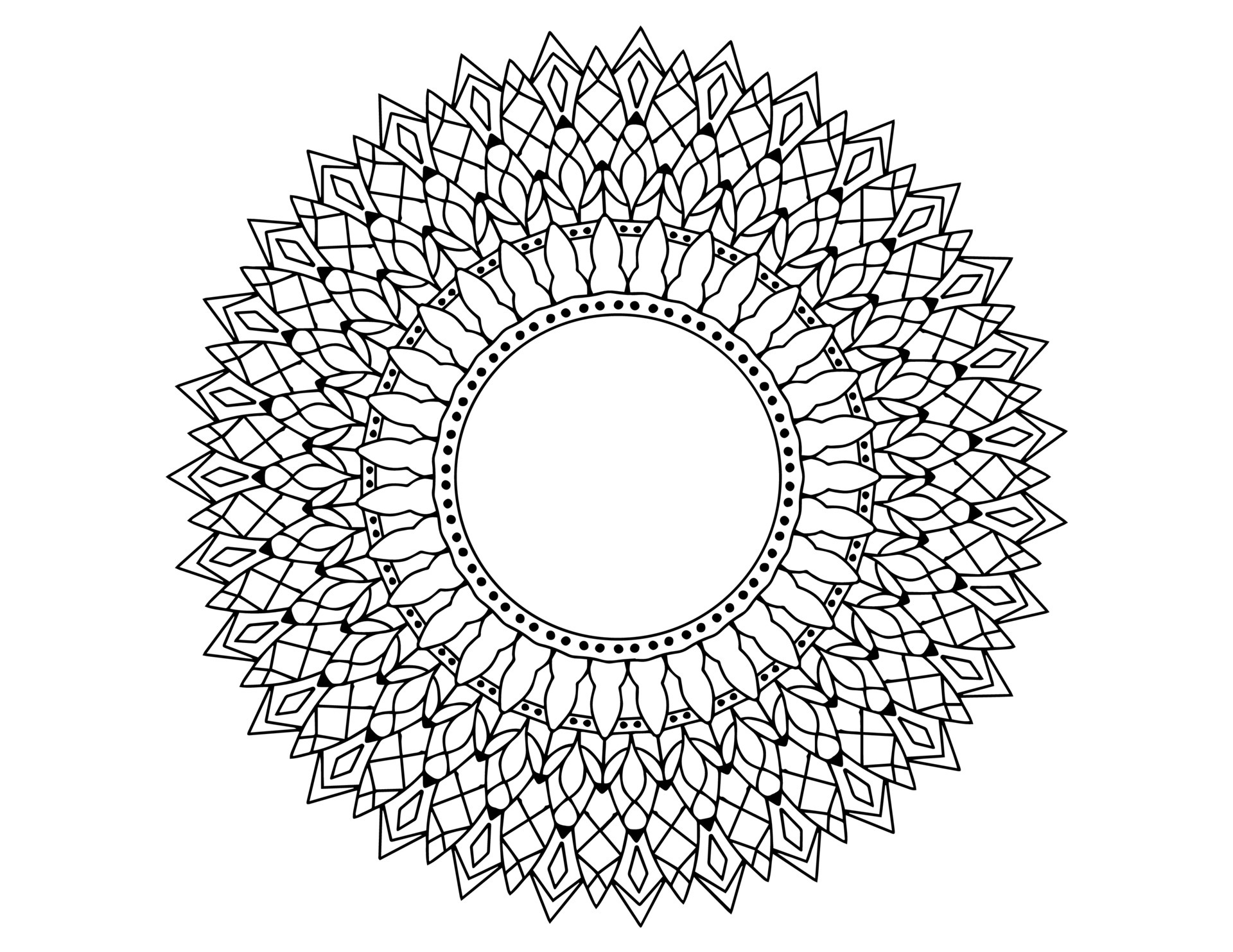 Mandala Art Black and white, Coloring page, decoration, 5150107 Vector