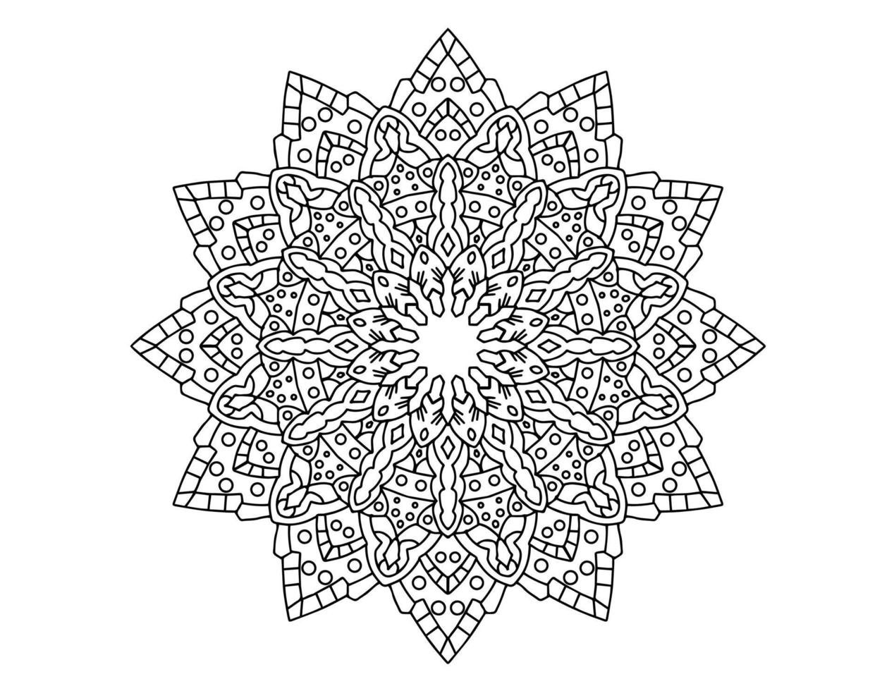 Mandala Art Black and white, Coloring page, decoration, vector