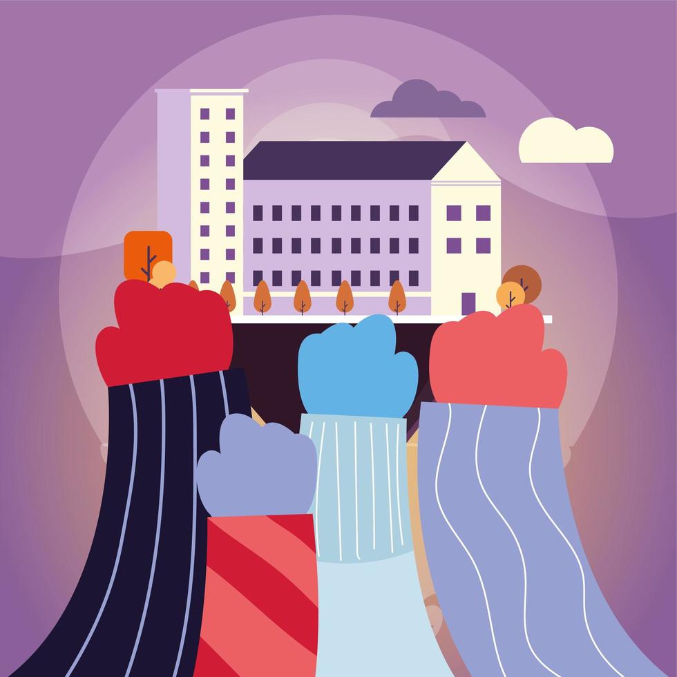 people united in the city vector