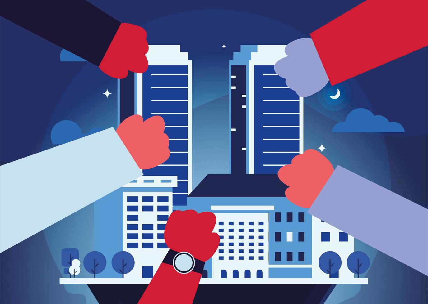 people united in the city vector