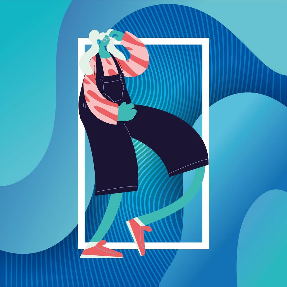 woman walking and dancing with style vector