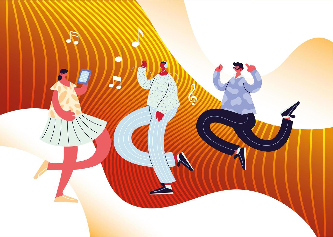 people in the disco dancing and listening music vector