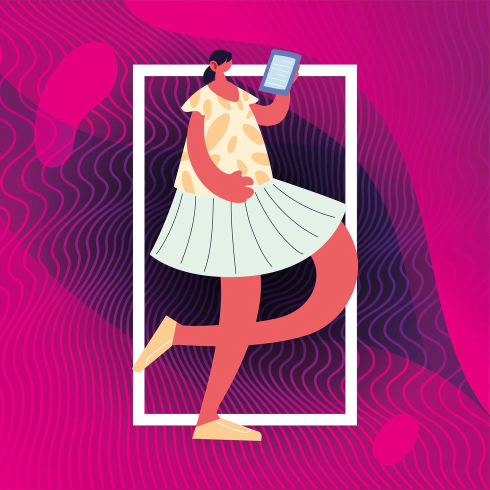 woman walking and dancing with style vector