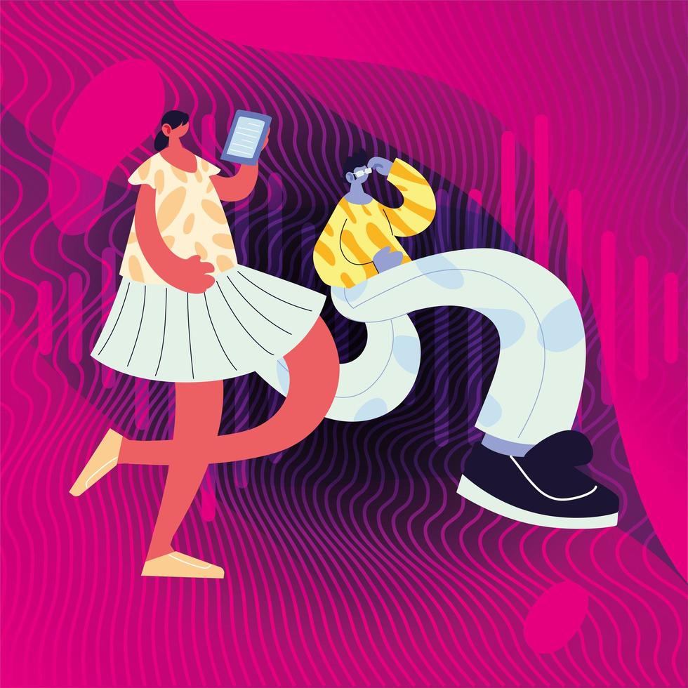 couple walking and dancing with style vector
