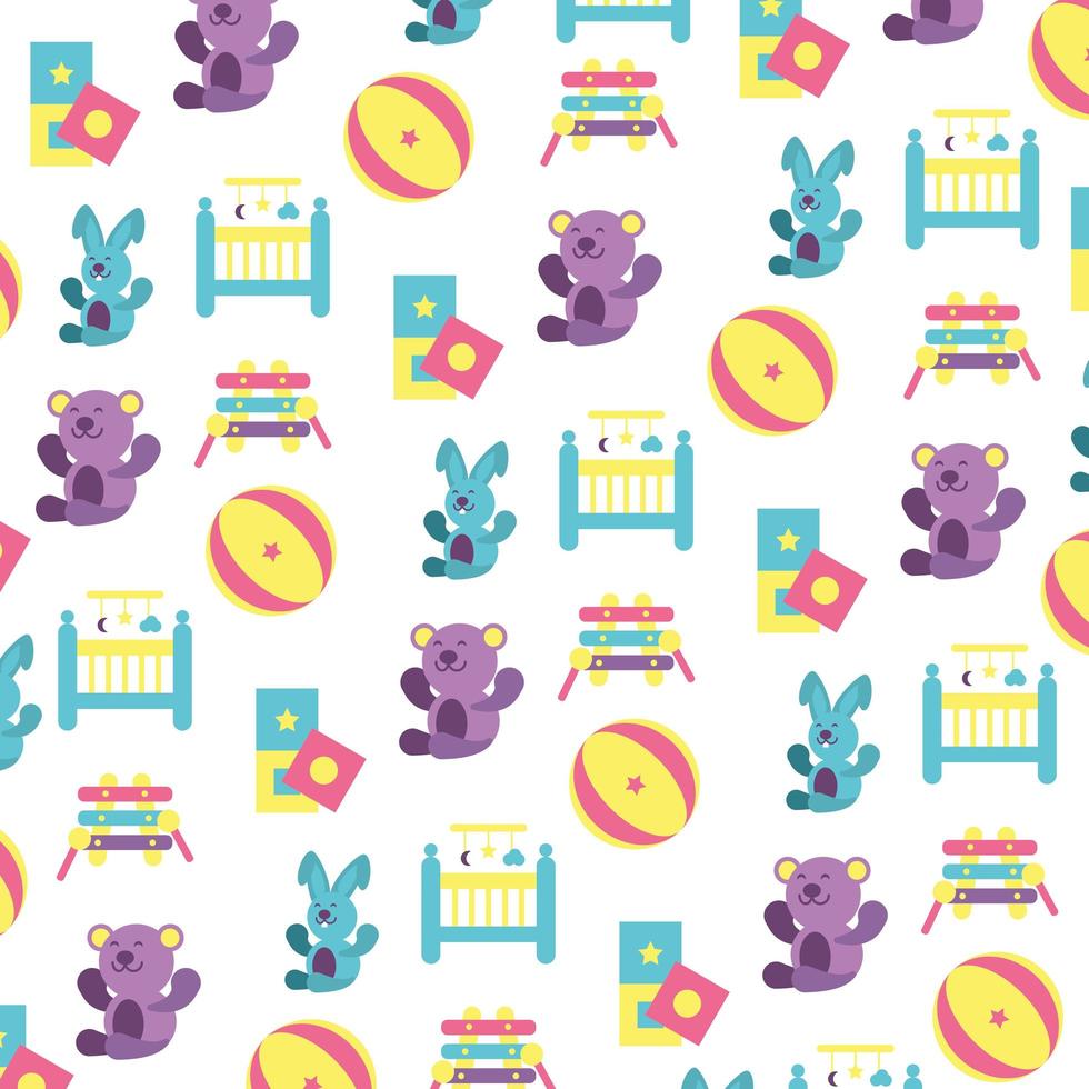 pattern of toys for small children on white background vector