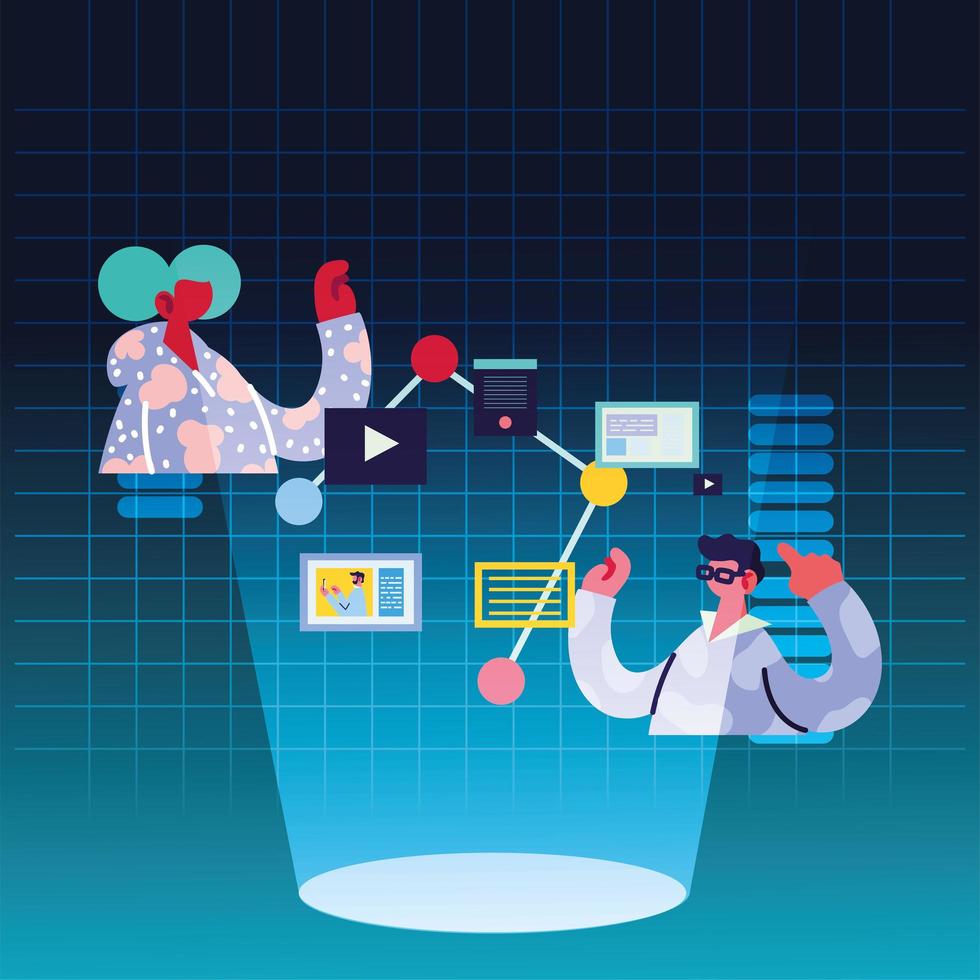 men working and learning online vector