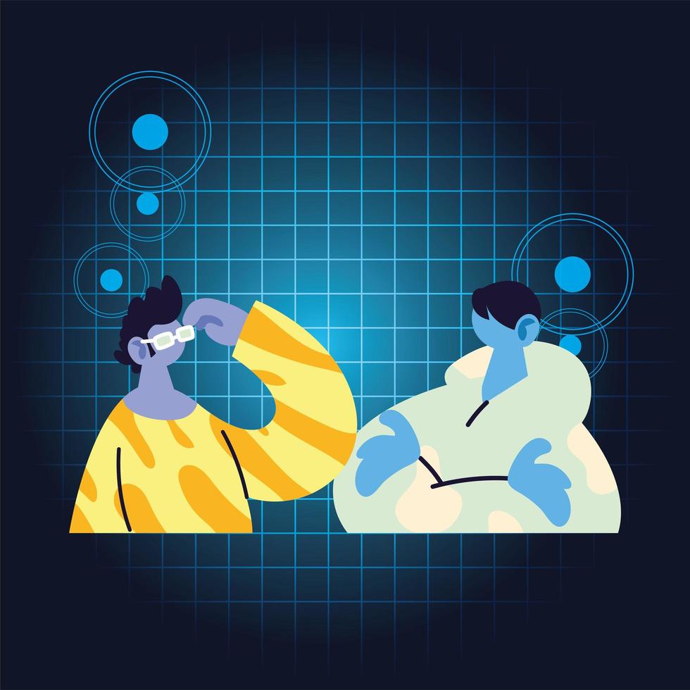 professional men working online at home vector