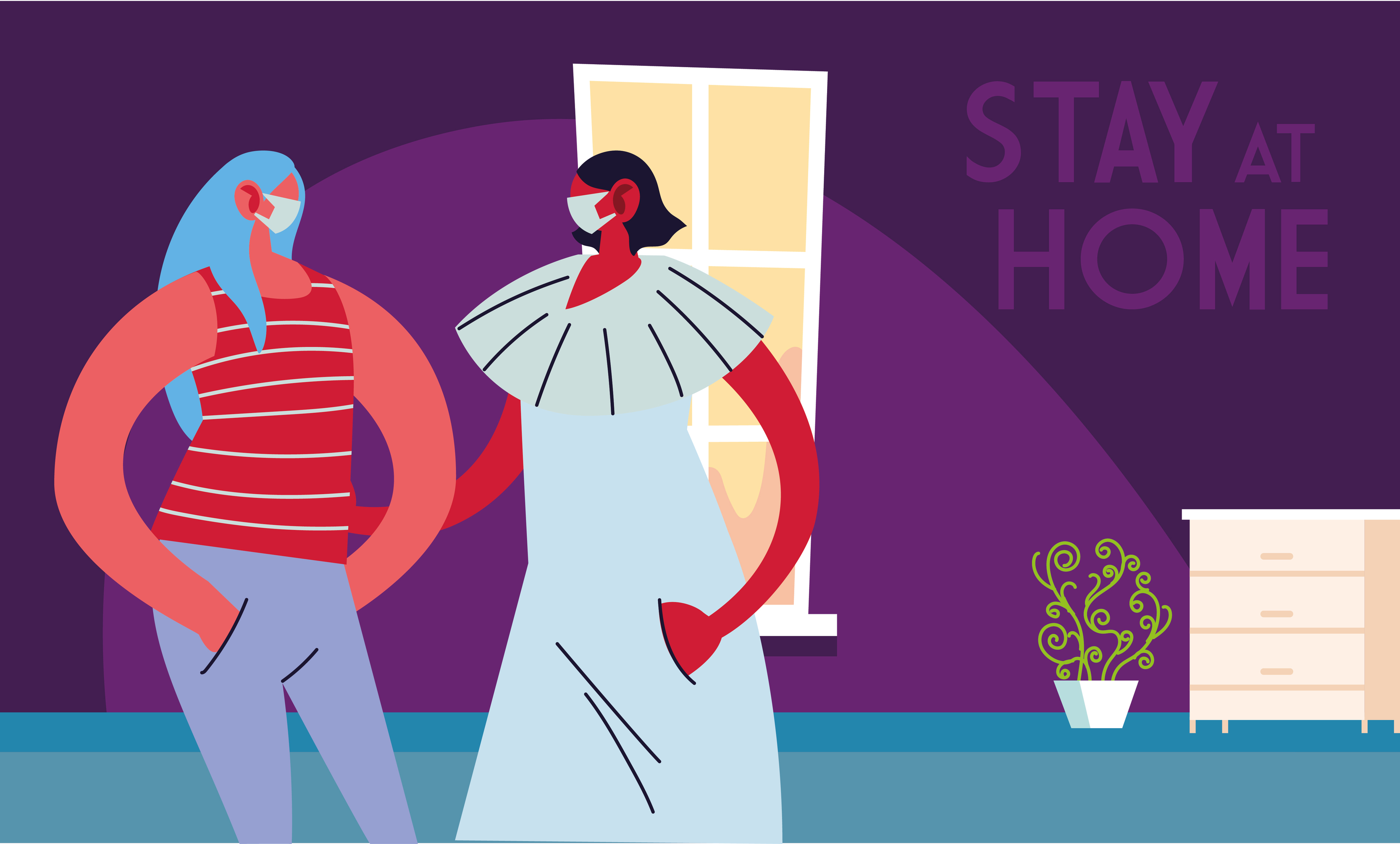 young women using face masks at home 5150682 Vector Art at Vecteezy