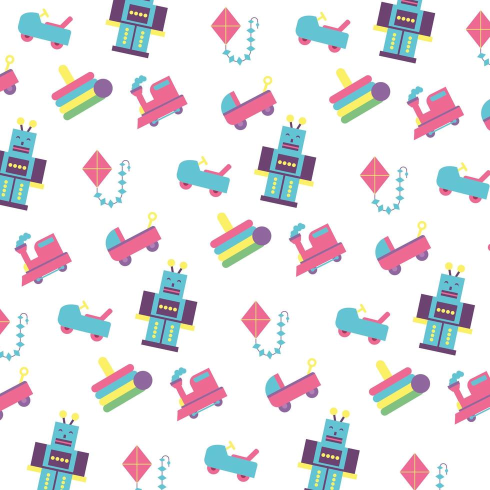 pattern of toys for small children on white background vector