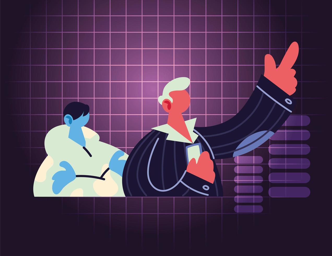 professional men working online at home vector