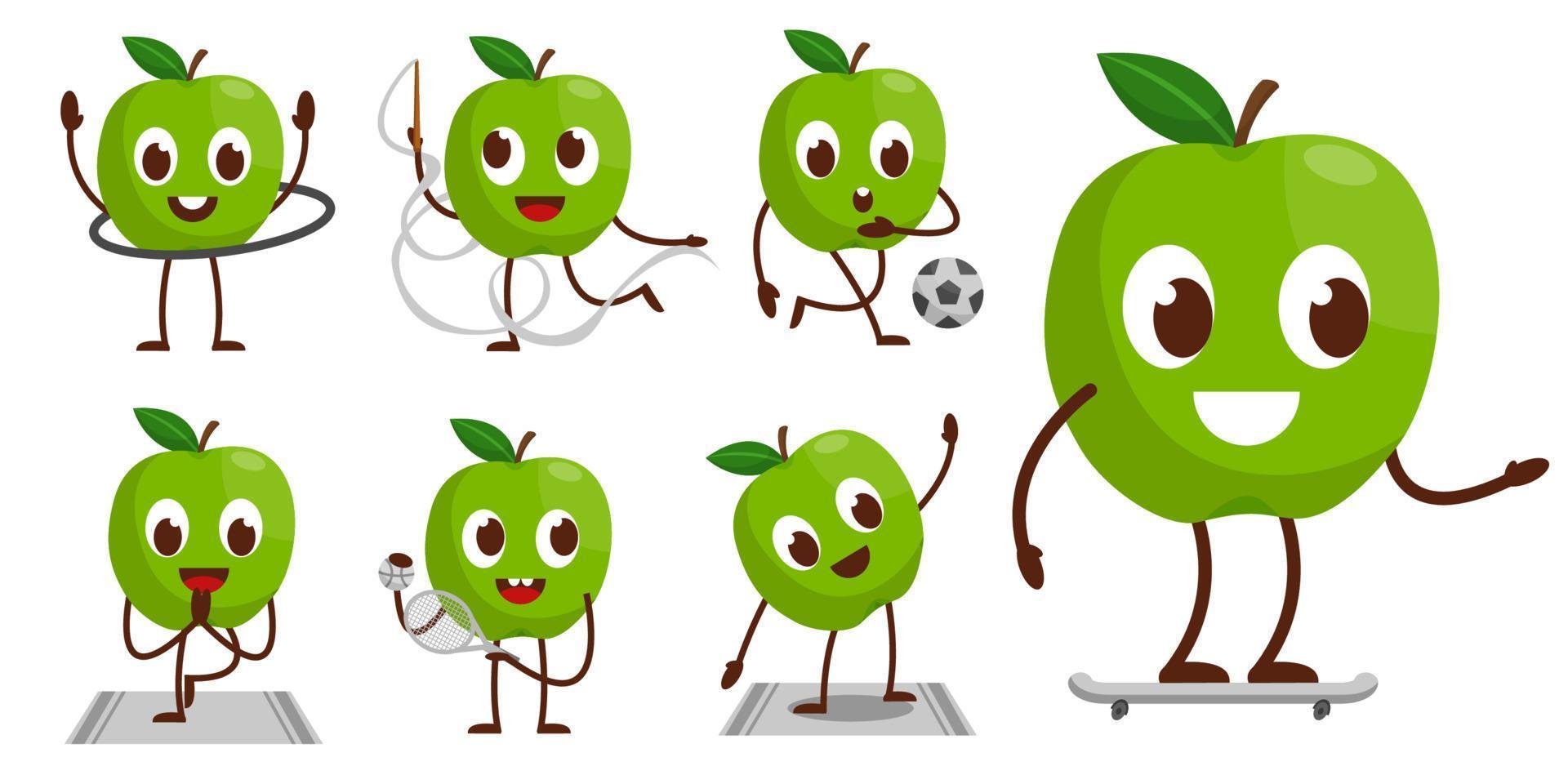 paquete conjunto de vector de mascota de dibujos animados de frutas