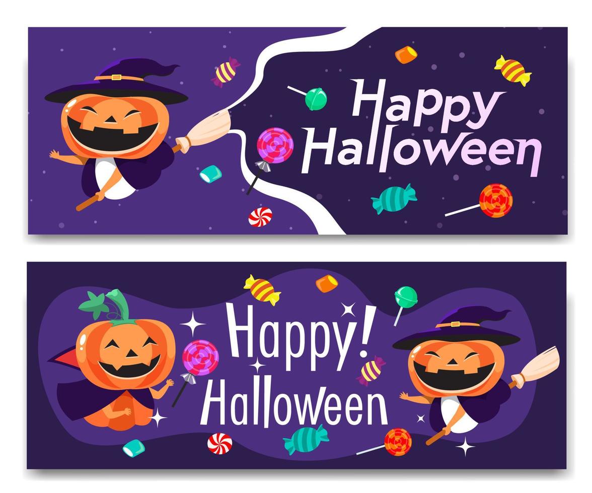 Vector illustration Happy Halloween trick or treat celebration with the characters for party invitation