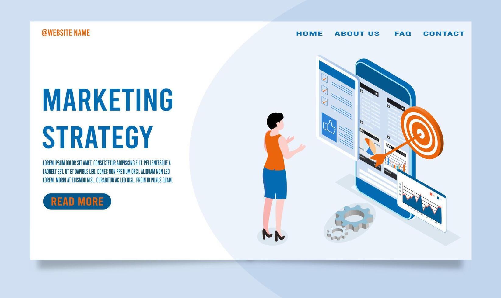 Marketing Strategy, Analytics with People Characters Analyzing Financial Statistics Data. vector