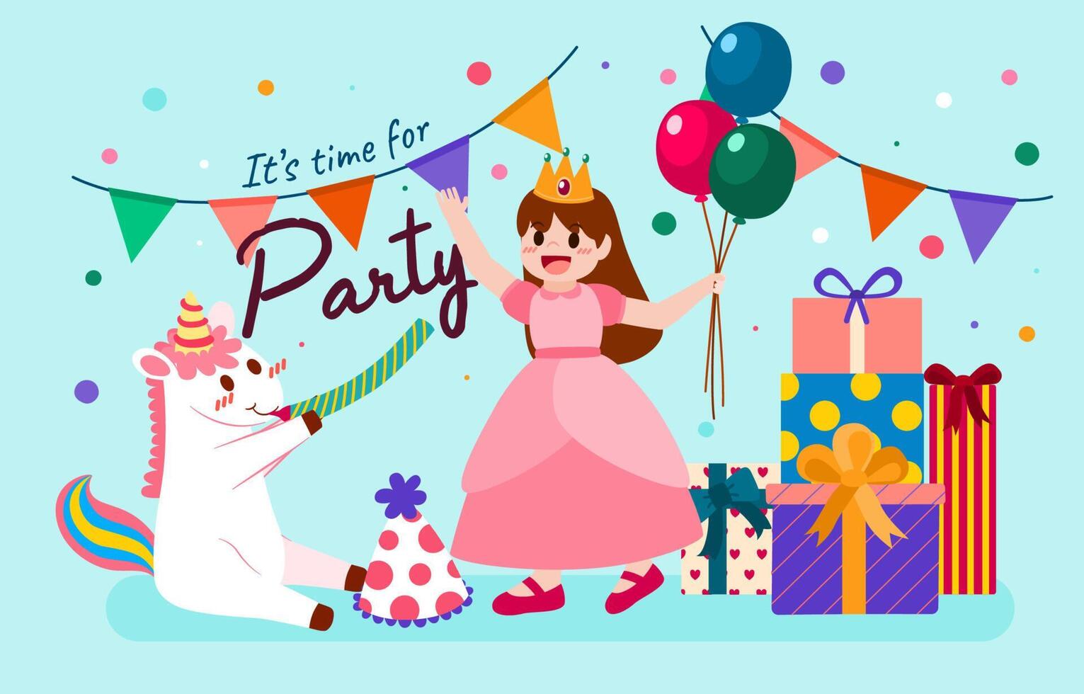 The children happy in party with lovely element vector